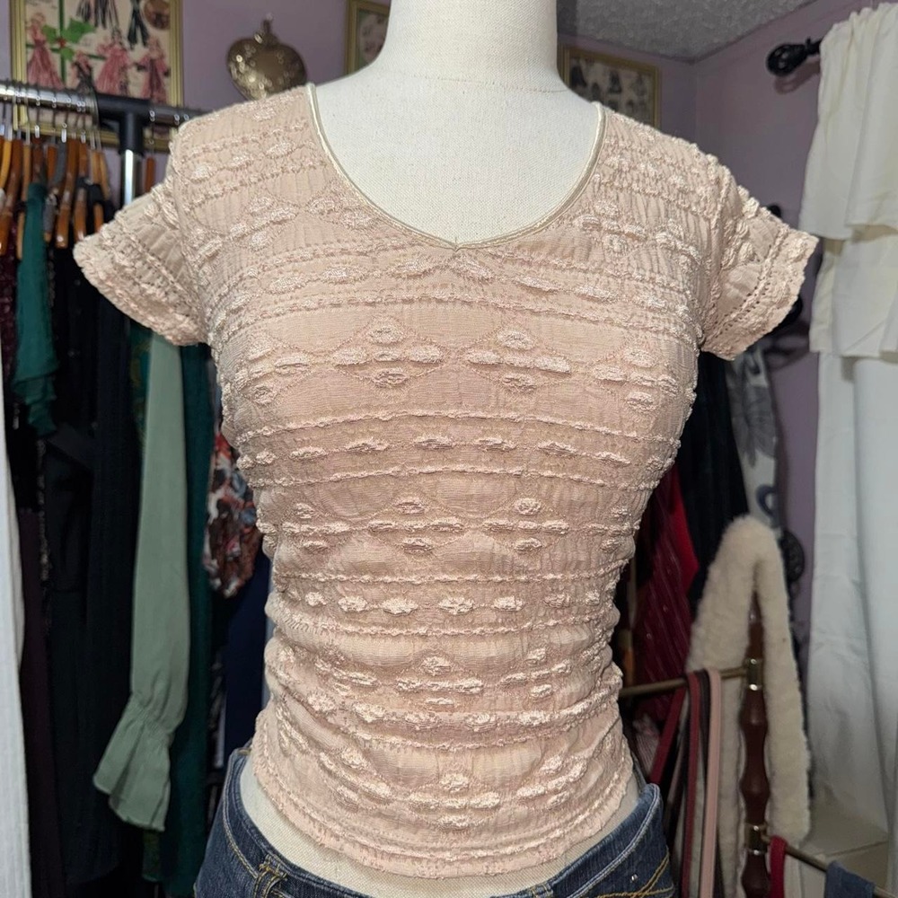 Y2K Fitted Textured Baby Tee